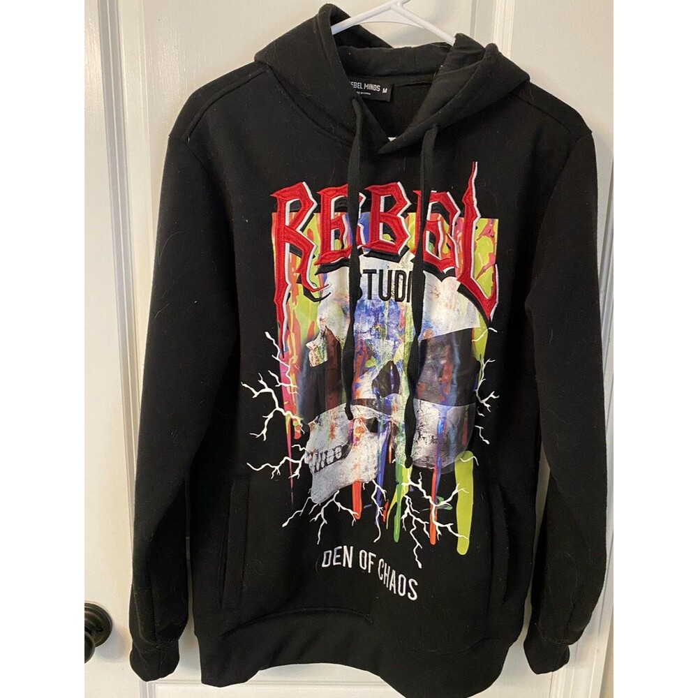 Rebel Minds Studio Den Of Chaos Hoodie Black Red Skull Men’s Medium